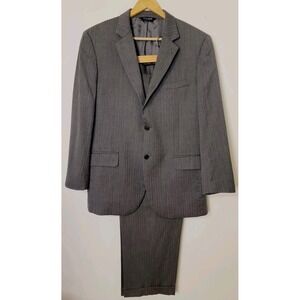 Jos A Bank Suit Men's 42R 36x29 Gray Striped Wool 2 Piece Suit Jacket‎ Pants